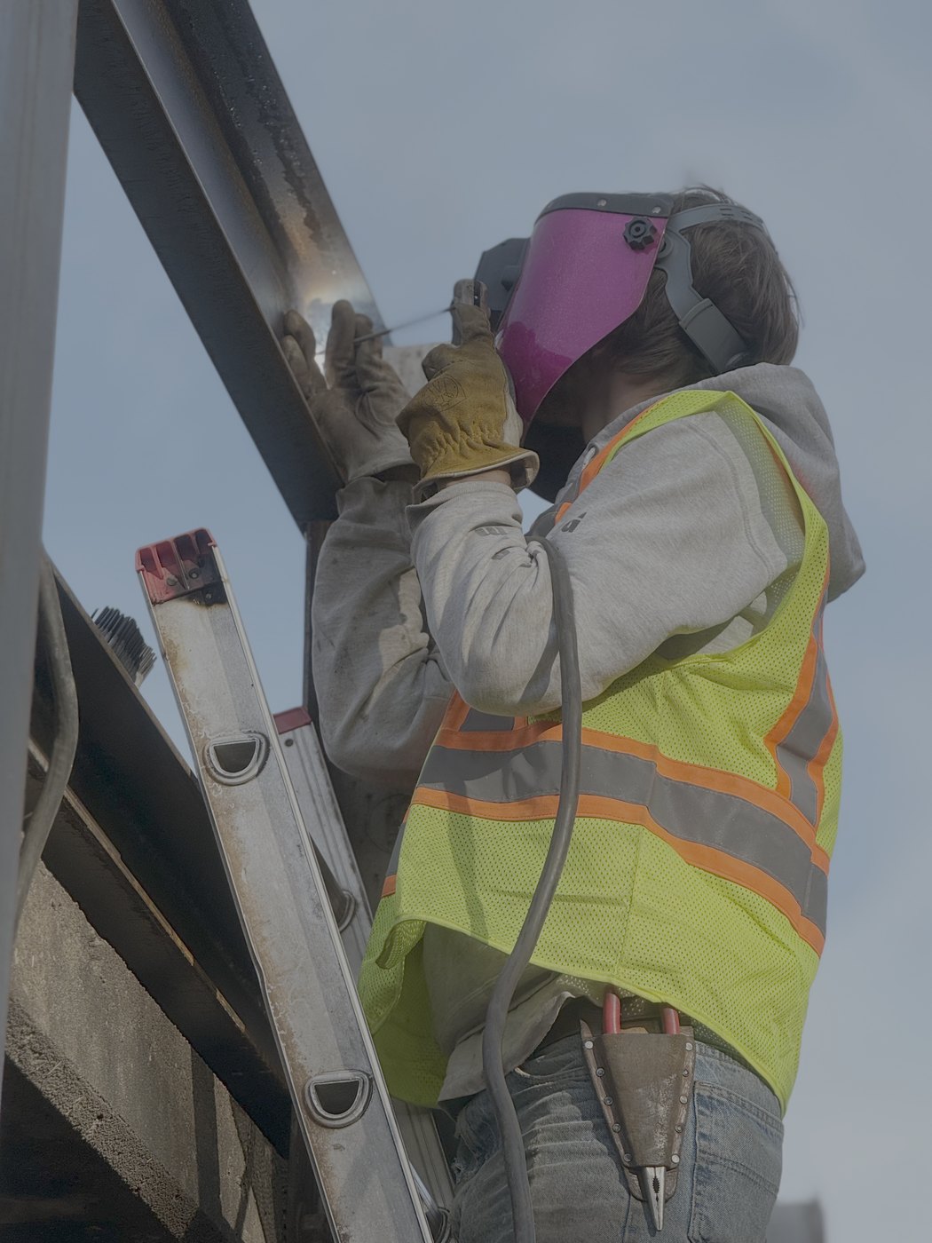 Bryce Gilliland, owner of HG Welding LLC, welding on-site